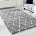 thumbnail image 1 of Unique Loom Rabat Shag Collection Area Rug - Trellis (5' 1" x 8' Rectangle Gray/Ivory), 1 of 7