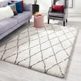 thumbnail image 1 of Unique Loom Rabat Shag Collection Area Rug - Trellis (7' 10" x 10' Rectangle Pure Ivory/Gray), 1 of 7
