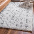 thumbnail image 1 of Unique Loom Rabat Shag Collection Area Rug - Tribal (7' 10" x 10' Rectangle Pure Ivory/Gray), 1 of 7