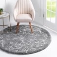 thumbnail image 1 of Unique Loom Rabat Shag Collection Area Rug - Tribal (8' Round Gray/Ivory), 1 of 7