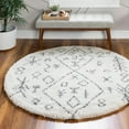 thumbnail image 1 of Unique Loom Rabat Shag Collection Area Rug - Tribal (8' Round Pure Ivory/Gray), 1 of 7