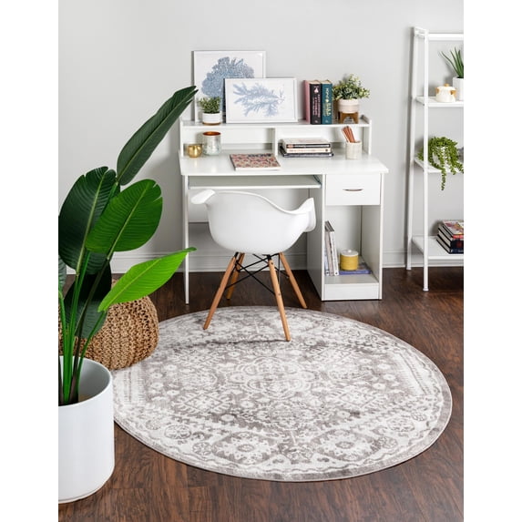 Unique Loom Radcliffe Oxford Rug ,5' 0" x 5' 0" ,Gray