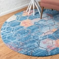 thumbnail image 1 of Unique Loom Rainbow Collection Area Rug - Honeycomb (3' 3" Round Blue/Beige), 1 of 6