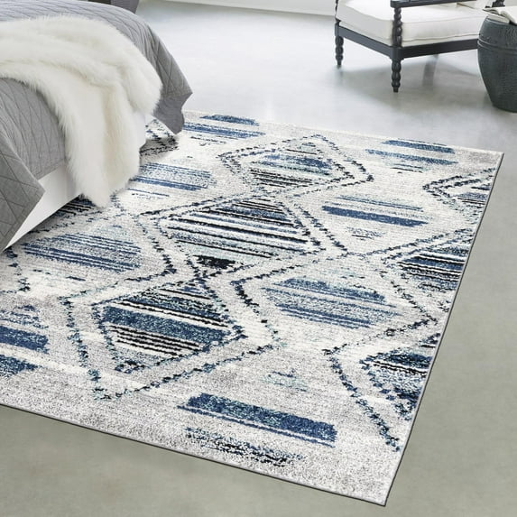 Unique Loom Tagine Collection Area Rug - Raja (3' 3" x 5' 3" Rectangle Blue Gray/Ivory)