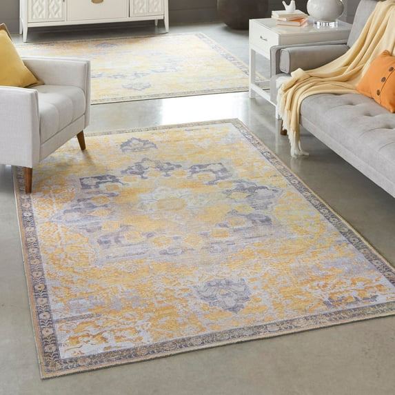 Unique Loom Renaissance Collection Area Rug - Roma (10' 6" x 14' 1" Rectangle Tuscan Yellow/Navy Blue)