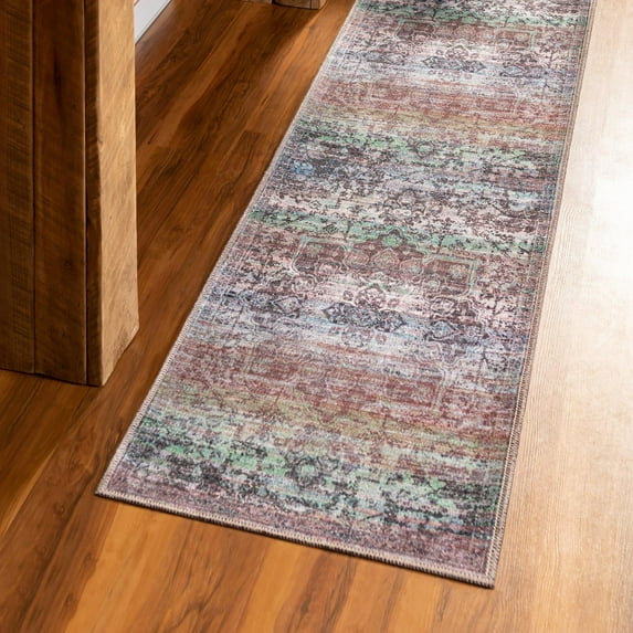 Unique Loom Renaissance Collection Area Rug - Roma (2' x 13' 1" Runner Blue Green/Light Green)