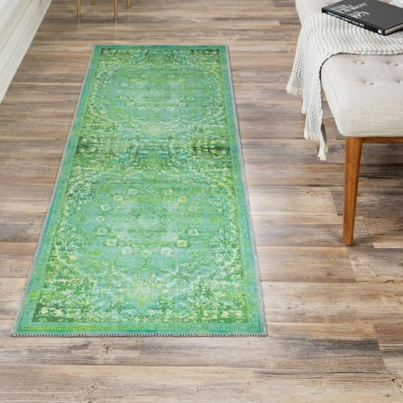 Unique Loom Renaissance Collection Area Rug - Roma (2' x 6' 1" Runner Spring Green/Light Blue)