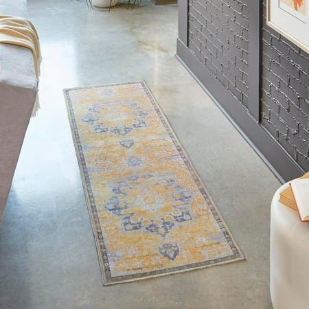 Unique Loom Renaissance Collection Area Rug - Roma (2' x 6' 1" Runner Tuscan Yellow/Navy Blue)