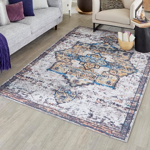 Unique Loom Renaissance Collection Area Rug - Roma (3' 11" x 6' 1" Rectangle Sea Salt White/Yellow)