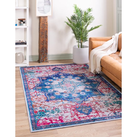 Unique Loom Renaissance Collection Area Rug - Roma (5' 11" x 9' Rectangle Ivory Blue/Black)
