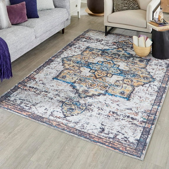 Unique Loom Renaissance Collection Area Rug - Roma (5' 11" x 9' Rectangle Sea Salt White/Yellow)