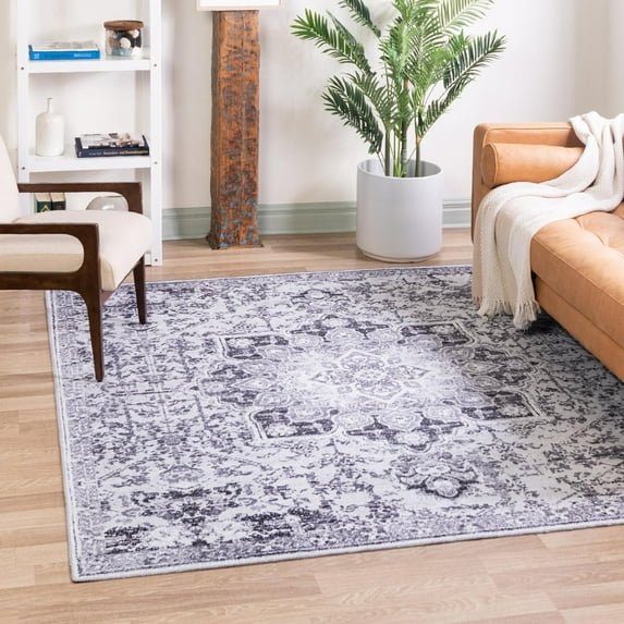 Unique Loom Renaissance Collection Area Rug - Roma (7' 3" Square Light Gray/Black)