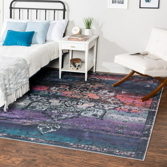 Unique Loom Renaissance Collection Area Rug - Roma (7' 3" Square Multi Blue/Blue)
