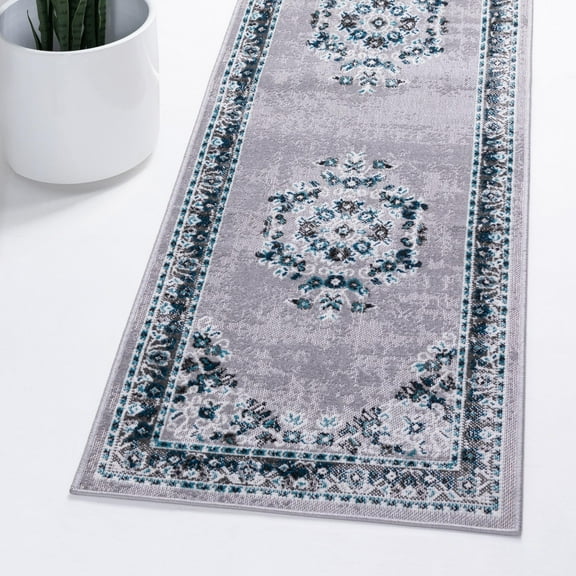 Unique Loom Lucerne Collection Area Rug - Reuss (2' 7" x 10' Runner Gray/Blue)
