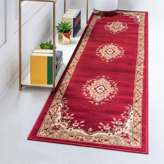 Unique Loom Reza Collection Area Rug - Washington (2' 7" x 10' Runner Burgundy/Black)