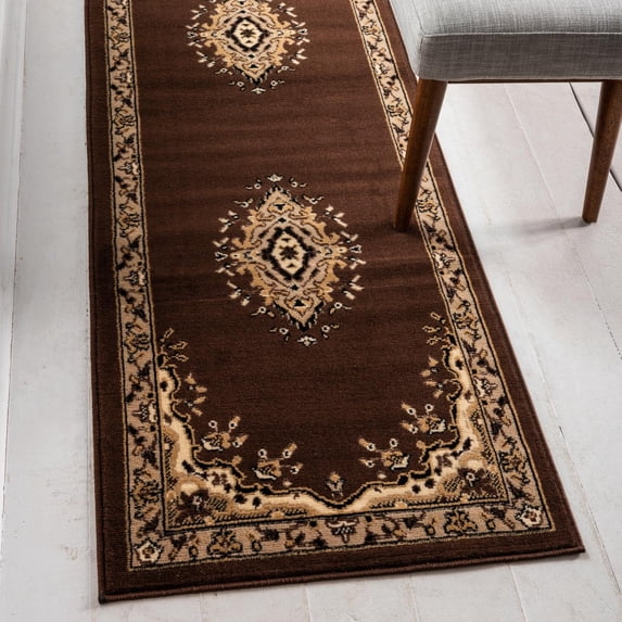 Unique Loom Reza Collection Area Rug - Washington (2' x 8' 2" Runner Brown/Black)