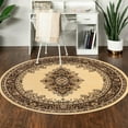 thumbnail image 1 of Unique Loom Reza Collection Area Rug - Washington (7' 10" Round Ivory/Black), 1 of 7