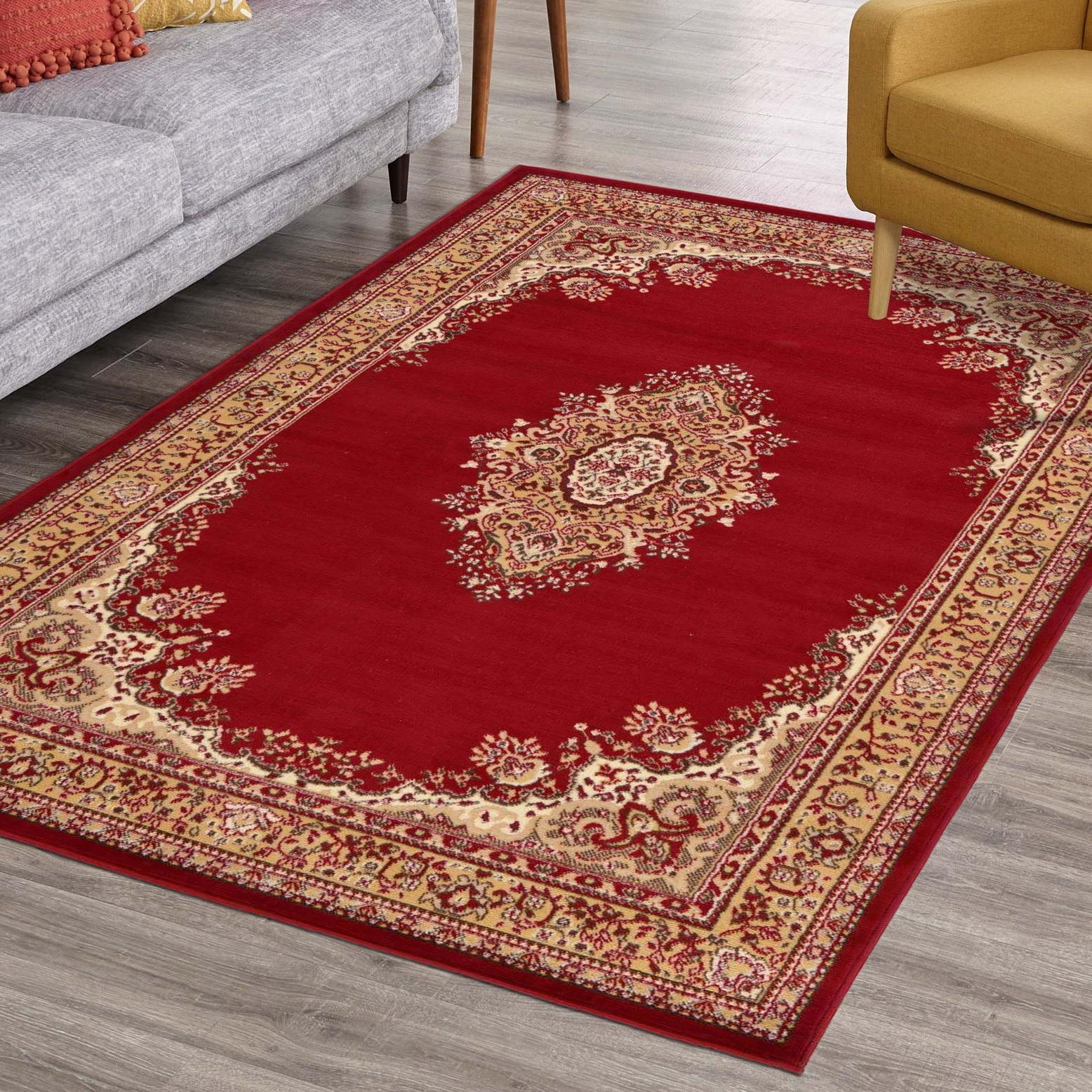 Burgundy Medallion Synthetic 8' x 10' Rectangular Rug