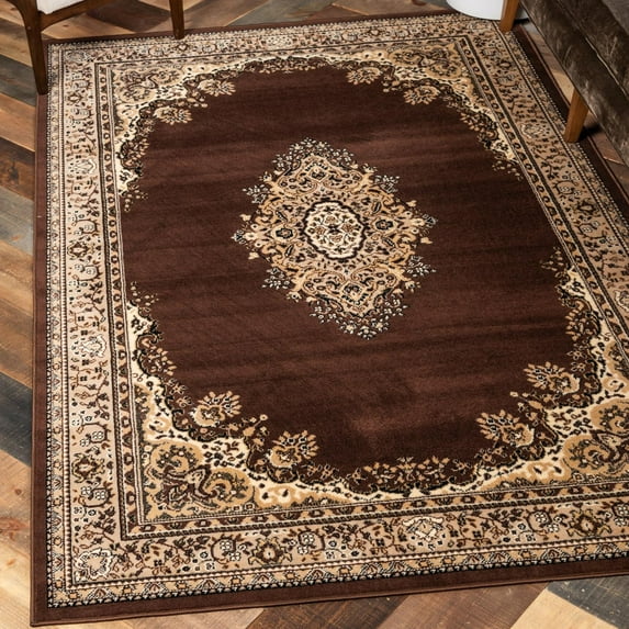 Unique Loom Reza Collection Area Rug - Washington (9' x 12' Rectangle Brown/Black)