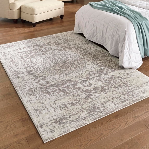 Unique Loom Richmond Collection Area Rug - Medallion (2' x 3' 1" Rectangle White/Gray)