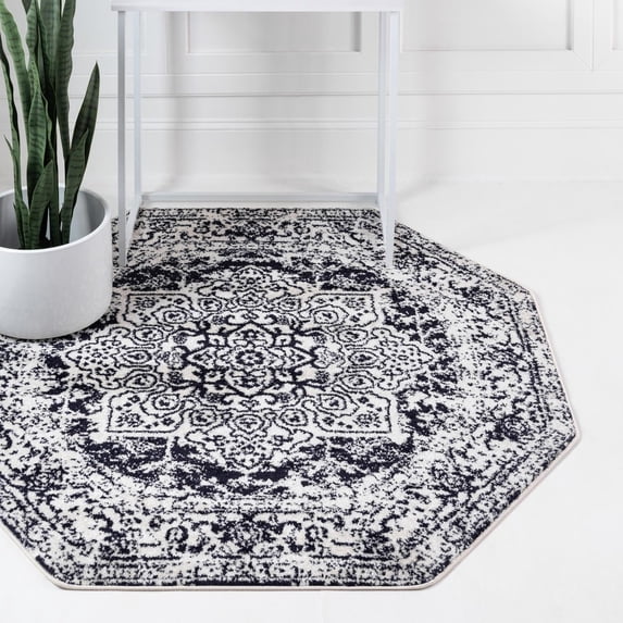 Unique Loom Richmond Collection Area Rug - Medallion (5' 1" Octagon Blue/Ivory)