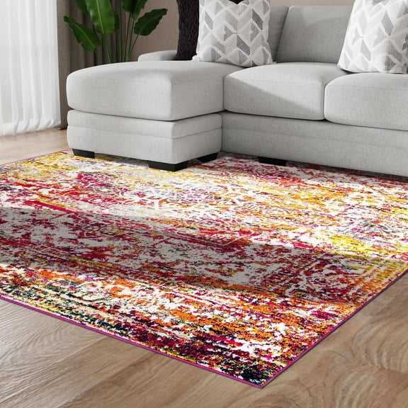 Unique Loom Richmond Collection Area Rug - Medallion (5' 1" Square Multi/Gray)