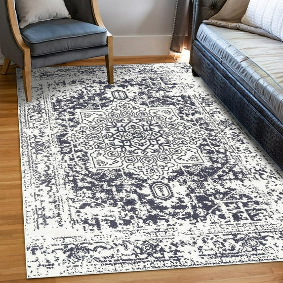 Unique Loom Richmond Collection Area Rug - Medallion (5' 1" x 8' Rectangle Blue/Ivory)