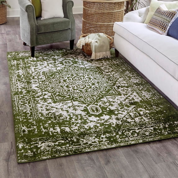 Unique Loom Richmond Collection Area Rug - Medallion (5' 1" x 8' Rectangle Green/Ivory)