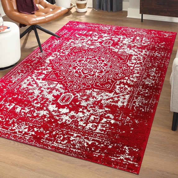 Unique Loom Richmond Collection Area Rug - Medallion (7' 1" x 10' Rectangle Red/Ivory)