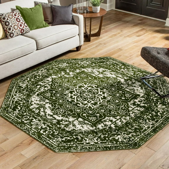 Unique Loom Richmond Collection Area Rug - Medallion (7' 10" Octagon Green/Ivory)