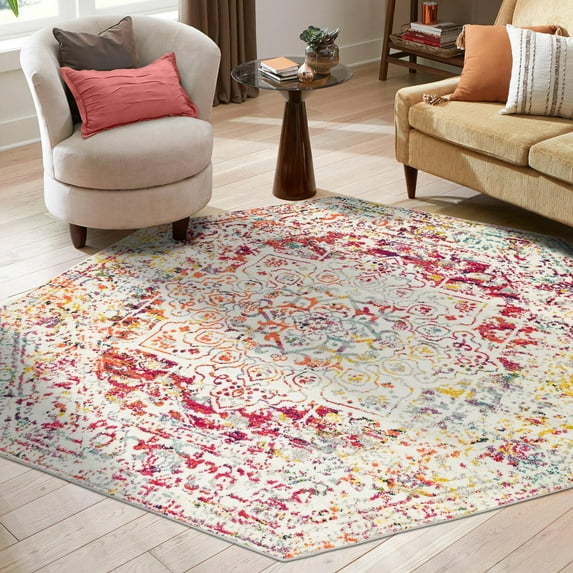 Unique Loom Richmond Collection Area Rug - Medallion (7' 10" Octagon Light Multi/Black)