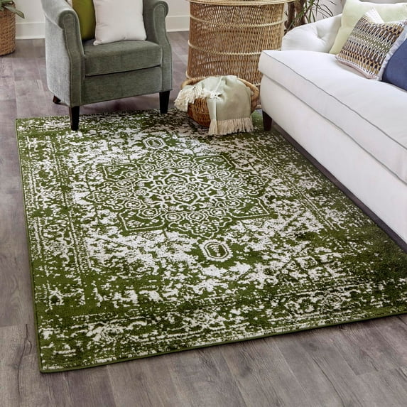 Unique Loom Richmond Collection Area Rug - Medallion (7' 10" x 10' Rectangle Green/Ivory)