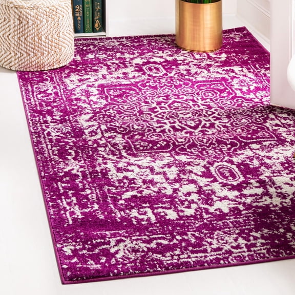 Unique Loom Richmond Collection Area Rug - Medallion (9' x 12' 2" Rectangle Purple/Ivory)