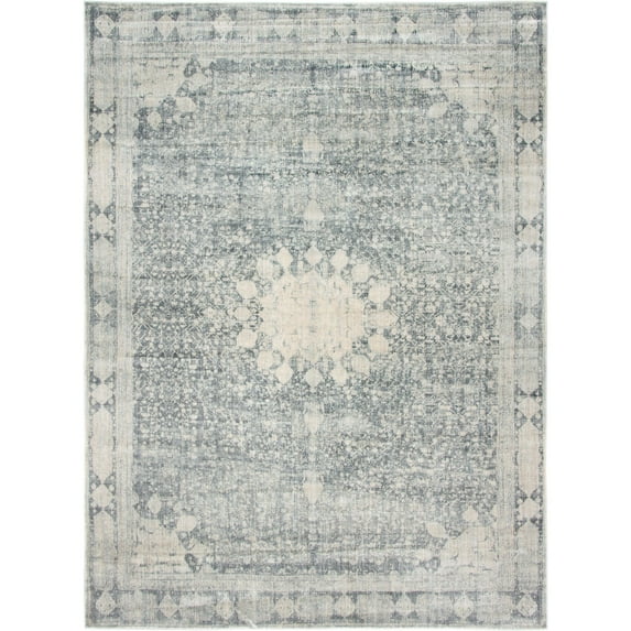 Unique Loom Rockwell Asheville Rug Gray/Beige 9' x 12' 2" Rectangle Border Farmhouse Perfect For Living Room Bed Room Dining Room Office