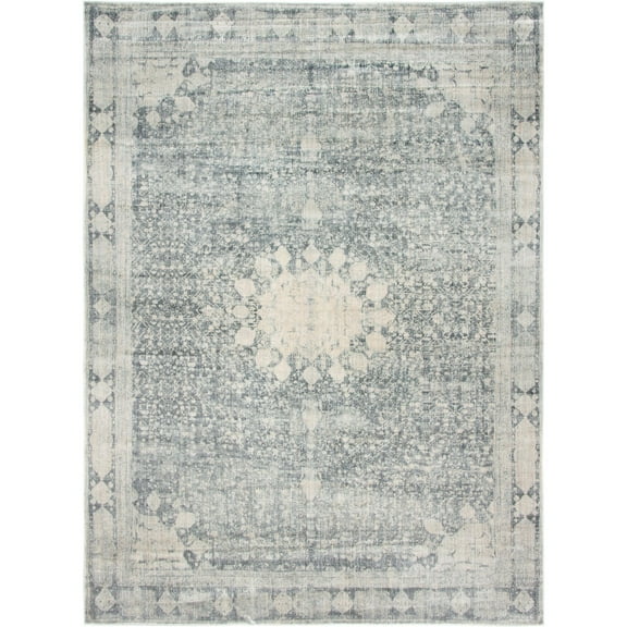 Unique Loom Rockwell Asheville Rug Gray/Beige 9' x 12' 2" Rectangle Border Farmhouse Perfect For Living Room Bed Room Dining Room Office