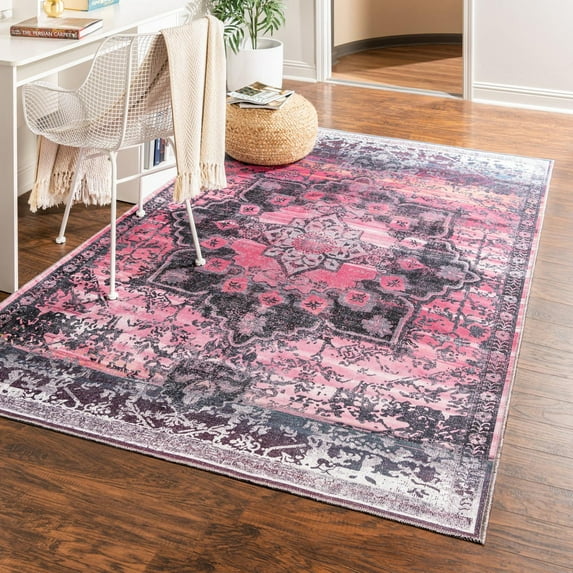 Unique Loom Renaissance Collection Area Rug - Roma (9' 2" x 12' Rectangle Antique Rose/Black)