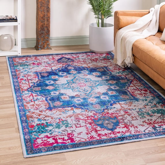Unique Loom Renaissance Collection Area Rug - Roma (7' 10" x 11' Rectangle Ivory Blue/Black)