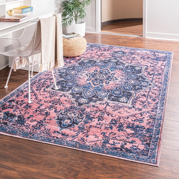 Unique Loom Renaissance Collection Area Rug - Roma (9' 2" x 12' Rectangle Salmon Pink/Black)