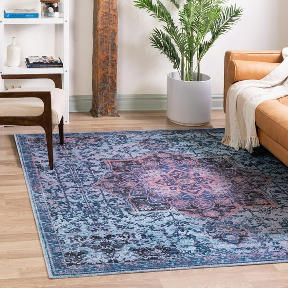 Unique Loom Renaissance Collection Area Rug - Roma (10' 6" Square Light Blue/Orange)