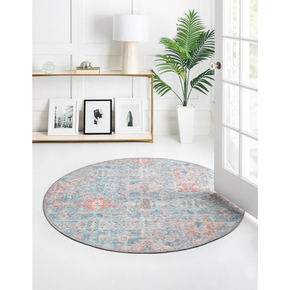Unique Loom Timeless Collection Area Rug - Rome (5' Round Blue/Ivory)