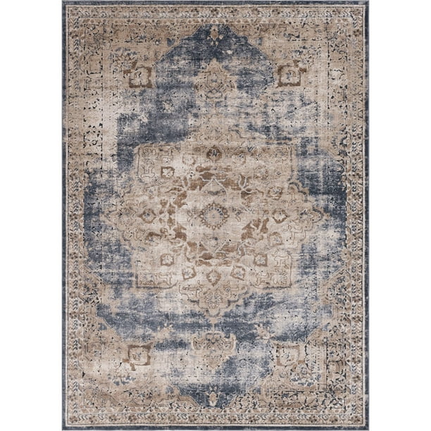 Unique Loom Roosevelt Chateau Rug Slate Blue/Beige 9' x 12' 2" Rectangle Border Traditional