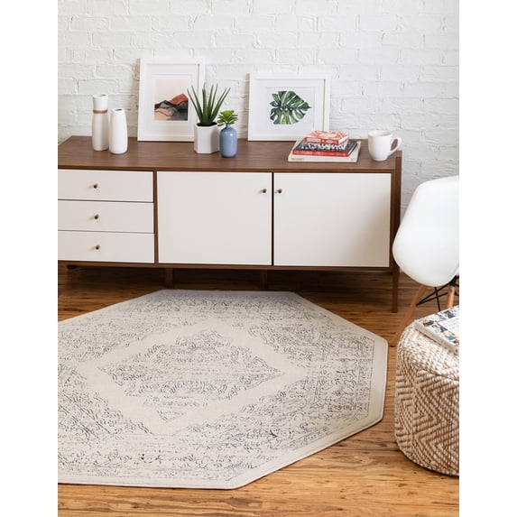 Unique Loom Rossellini Isabella Rug , 5' 0" x 5' 0" ,White