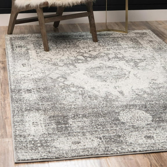 Unique Loom Rosso Collection Area Rug - Bellini (8' x 10' Rectangle Gray/Ivory)