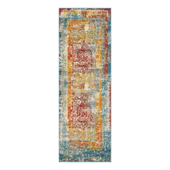 Unique Loom Rosso Collection Area Rug - Cavalli (2' x 6' 1" Runner Multi/Gray)
