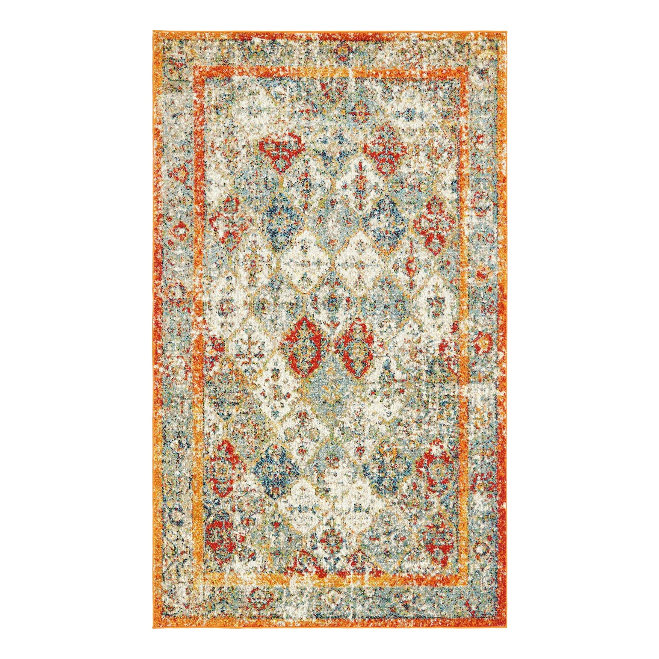 Venice Collection 5' x 8' Rectangular Indoor Rug in Warm Tones and Blue Accents