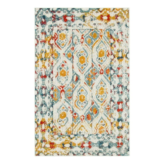 Unique Loom Rosso Collection Area Rug - Piazza (4' 1" x 6' 1" Rectangle Multi/Black)