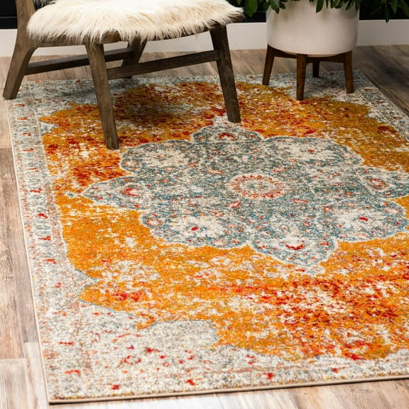 Unique Loom Rosso Collection Area Rug - Violino (8' x 10' Rectangle Orange/Beige)