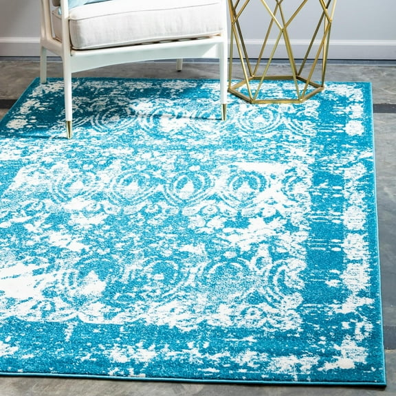 Unique Loom Rosso Collection Area Rug - Vivaldi (9' x 12' 2" Rectangle Blue/Ivory)