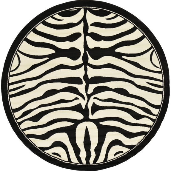 Unique Loom Round Animal Print Modern Area Rugs, Beige