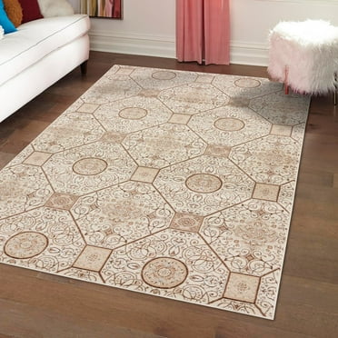 Unique Loom Rushmore Collection Area Rug - Bagmati (5' x 8' Rectangle Cream/Brown)